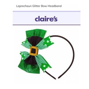 NWT - Claire’s Leprechaun Glitter Bow Headband